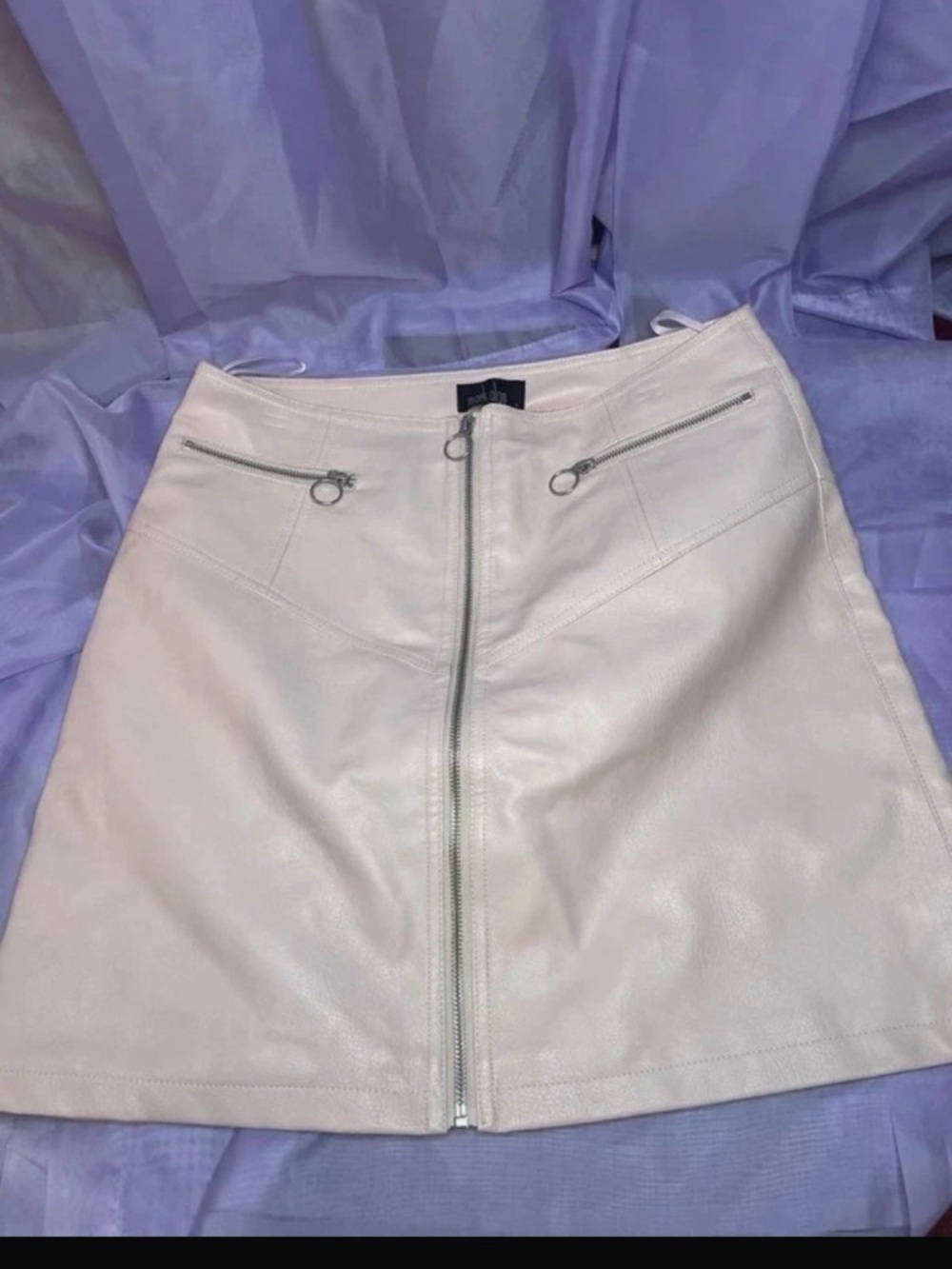 Mark alan Women’s Pale Pink Faux Leather Zip-Front Skirt